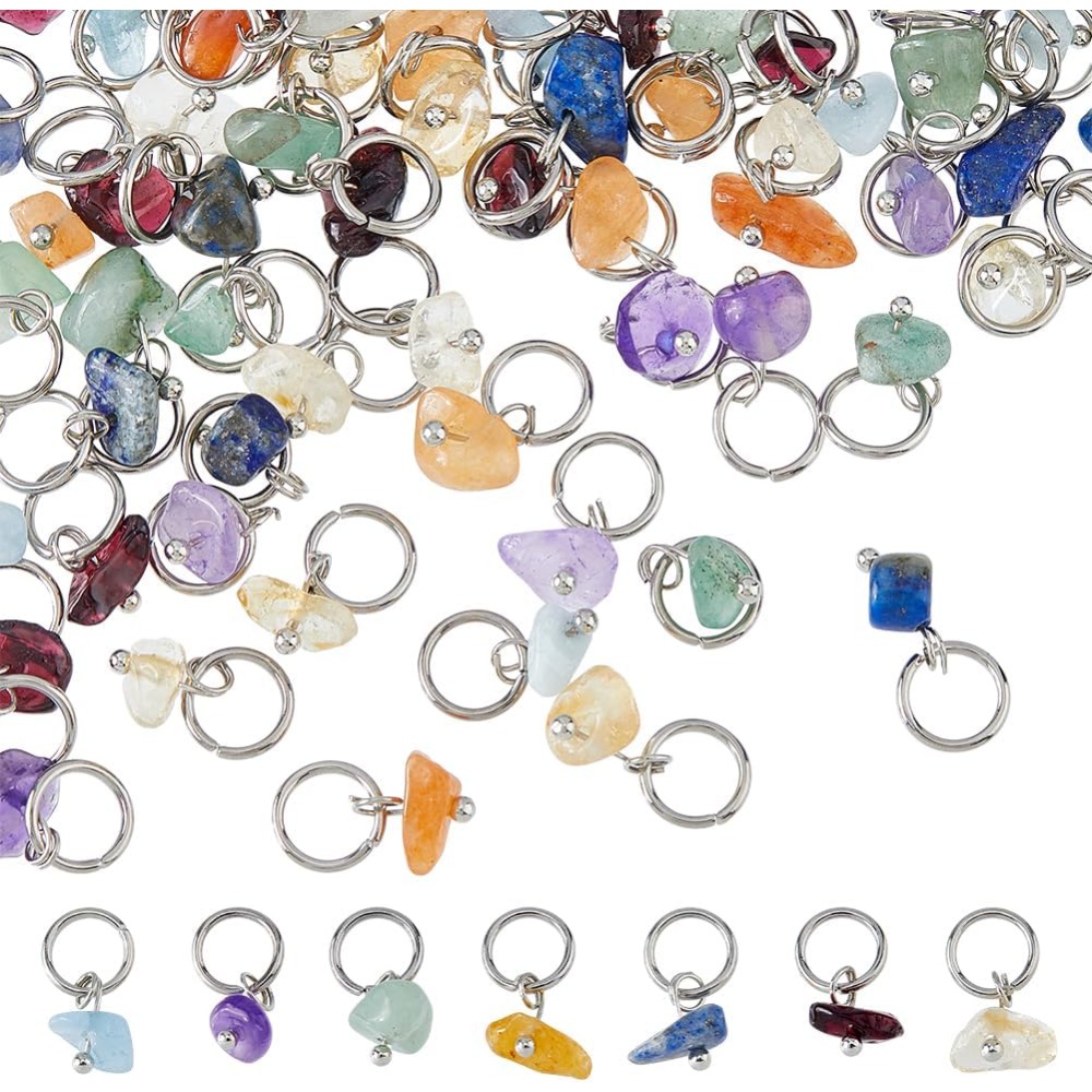 Jump Ring Assorted - 84 stuks 7 kleuren stenen hangers
